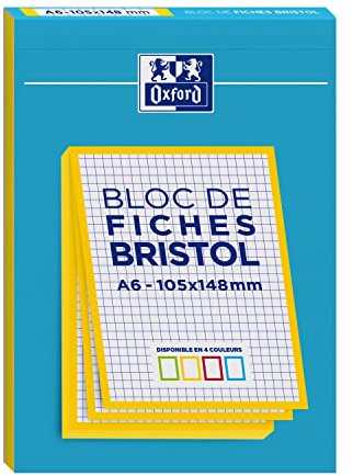 OXFORD Block mit 30 Karteikarten, 105 x 148, ungelocht, Q5/5, gelb