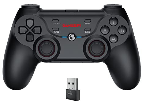 GameSir T3s Wireless Gaming Controller für Windows PC, Android TV Box, iOS & Android - Dreimodus-Konnektivität - Asymmetrische Doppelmotoren - 3-Gang Turbo - 25 Stunden Akkulaufzeit - Schwarz
