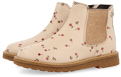 Stivaletti rosa tipo chelsea in pelle con stampa a fiori da bambina e bambino elvenes