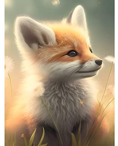 EOBROMD Diamond Painting Erwachsene Fuchs, 5D Diamant Painting Bilder Erwachsene, DIY Diamond Painting Bilder Diamant Malerei Set 30x40cm für Wanddekoration