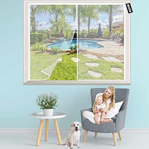 Zanzariera Finestra 55x150cm Zanzariere su Misura Si Chiude da Sola Totalmente Magnetica per Porte d'Ingresso,Porte Cortili Bianco