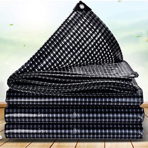 Telone Occhiellato Impermeabile, PE Telo Esterno,Telone Multiuso Protettivo, Teloni Rinforzato per Barche, Legno, Piscina, Mobili da giardino, Griglia Bianca Nera,8x8m/26.24x26.24ft