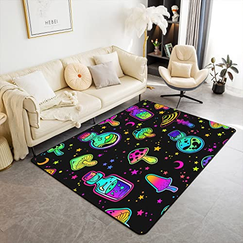 Nette Pilz Dekor Wohnzimmer Teppiche Cartoon Pilze Bunte Dekorative Teppich Kawaii Pilz Indoor Bodenmatte Kinder Regenbogen Akzent Teppich Raum Dekor Akzent Teppich Moderne Teppich 100x150cm
