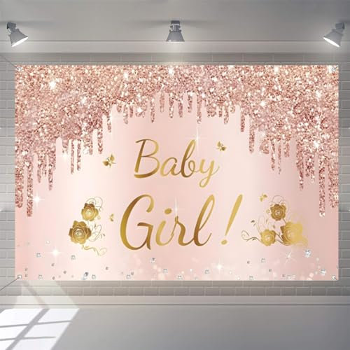 Baby Girl Babydusche Hintergrund Rosa Baby Shower Fotografie Hintergrund Blume Mädchen Party Dekorationen Party Banner Stoffschild Plakat