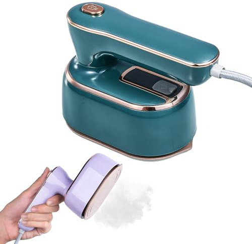 Mini Steam Iron - 1000W Travel Iron, 180 Degree Rotating Foldable Steamer, 20s Fast Heat Up, Ceramic Nonstick Soleplate, Portable for Home, Office, Travel (Green)
