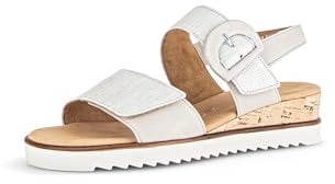 Gabor Damen Keilsandalen, Frauen Sandalen,Moderate Mehrweite (G),Sommerschuhe,Freizeitschuhe,offene Schuhe,Bianco/mus(Kork/cr),40 EU / 6.5 UK