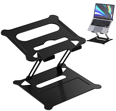 LAMTOR Laptop Stand, Portable Aluminum Laptop Riser Adjustable with Ventilated, Ergonomic Computer Stand for Desk Compatible for MacBook Pro/Notebook/PC/Tablet/All 10-17 Laptops, Black
