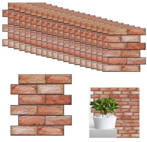 20er Pack Tapete Wandverkleidung Steinoptik, 30×30 cm Wasserdichte PVC Steintapete, 3D Wandpaneele Steinoptik Selbstklebend, Wandpaneele füR Wandtür Schlafzimmer Küche