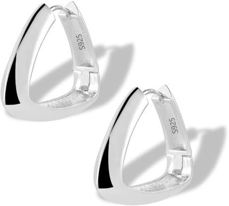 ALEXCRAFT Ohrringe Silber 925 Dreieck Klein Damen Creolen Eckig Triangel Silver Earrings Geschenk für Frauen Freundin Mama Mädchen