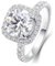 Stfery Ring Weissgold Damen Ring für Damen 2ct Rund Moissanit Ring Verlobung Damen