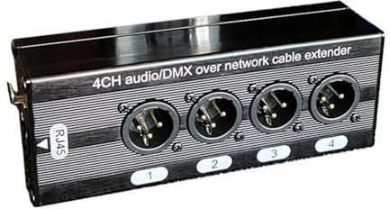 Qarmijaer 1Pc 4-Channel 3-Pin XLR Audio and over Network Cable Extender, DMX512 Network Signal Extender, Male