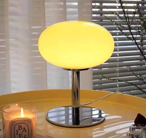 GUANSHAN Lampe de table en verre vintage rétro beige sucette lampe de table abat-jour en verre éclairage de table de chevet lampe de table décorative veilleuse pour chambre à coucher, salon