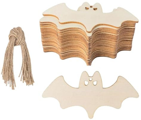 LOVIVER 40x Holz Fledermaus Ausschnitte Halloween Holz Ausschnitte Tafelaufsätze Verzierungen Anhänger Unvollendete Holz Ausschnitte für DIY Handwerk