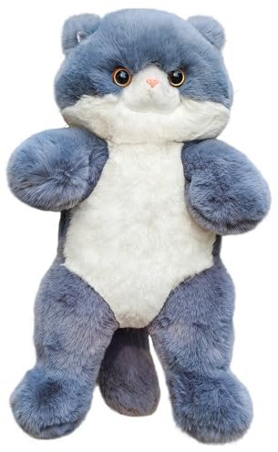 HUIJUFU Realistisches Katzenplüschtier, 45 cm, Kuscheltier, lebensechte ausgestopfte Katze, weiches Plüschtier, Peluche de Gato (Gray and White)