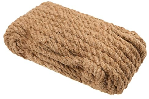 TAICHEUT 20mm x 25m Hemp Rope, Thick Hemp Hessian Rope, Twisted Jute Ropes for Bundling, Decorating, Gardening Fixed