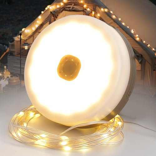 wisdom line LED-Lichterkette außen, USB, wiederaufladbar, 10 m, 5 Leuchtmodi, für Camping, Wandern und Dekoration