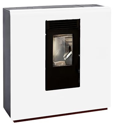 EIDER BIOMASA – Estufa de Pellets Pasillo 8 Futura – Pot 8 kW – Bajo Consumo – Depósito 13 kg – Sistema Cristal Limpio – Programable – Calefactable 150m3 - Efic 90% - Salida de tubo lateral o espalda