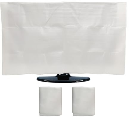Laluladant 2 Pack Foam Flat Screen TV Cover, Fits Up to 60-65 Inch, Waterproof, Poly Foam, White