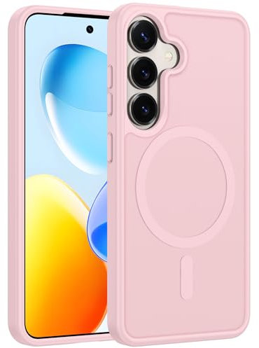 FNTCASE Coque pour Samsung Galaxy S25 : coque magnétique translucide mate antichoc fine pour téléphone portable – Coque de protection anti-chute de qualité militaire avec dos rigide anti-traces de