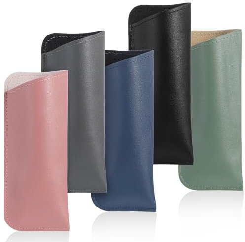 WY LIGHTING LEVEL 5 Stück Brillenetui Weich, Sonnenbrillen Etui Leder Brillentasche Tragbar Brillenhülle Sunglasses Case für Damen Männer Herren Lesebrillene Brillen