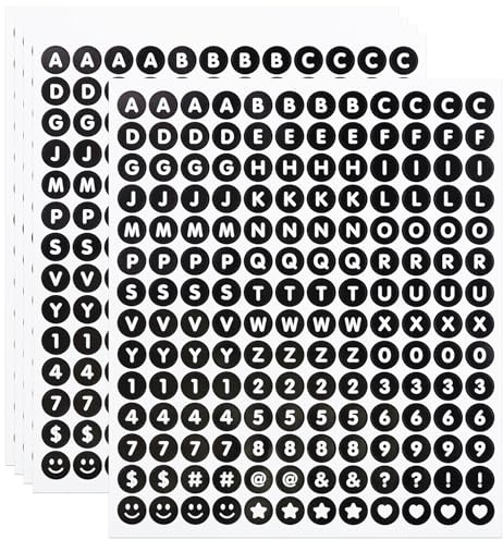 840 Stück Kleinbuchstaben-Zahlen-Aufkleber, 1,3 cm Großbuchstaben, Zahlen, Satzzeichen, Aufkleber für Scrapbooking, Basteln, Schwarz