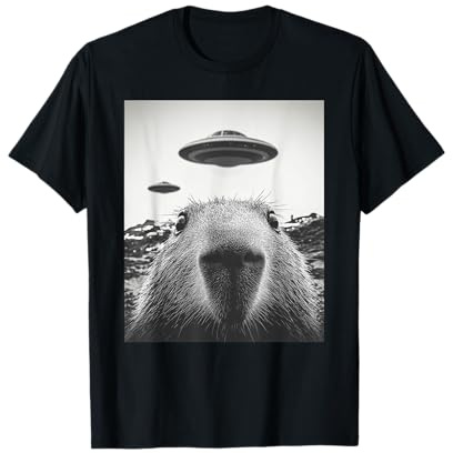 Alien UFO Capybara Selfie Funny Capybara mit UFO T-Shirt T-Shirt