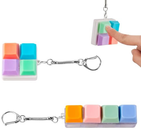 SSKHE 2 PCS Keyboard Fidget Toy, Fidget Keyboard, 4 Colors Fidget Keyring Mini Fidget Toys, Button Keyboard Stress Relief Toy Clicker Fidget Toy, Fidget Keychain for to Relief Stress Pass the Time