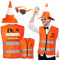 Matreeglam Junggesellenabschied JGA Kostüm Set JGA Weste Accessoires mit Männer Warnweste Hut Orange Herz Partybrille für Karneval Cosplay Mottoparty
