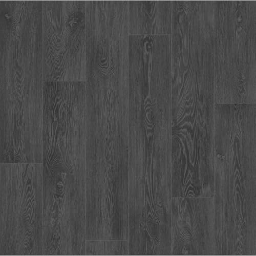 Vinyl Flooring Modern Wood Oak Plank Effect Vinyl Flooring Roll | Non-Slip Easy Clean Waterproof Lino Vinyl Floor | Living Dining Room, Lounge, Hallway Flooring (Black, 3m x 3m)