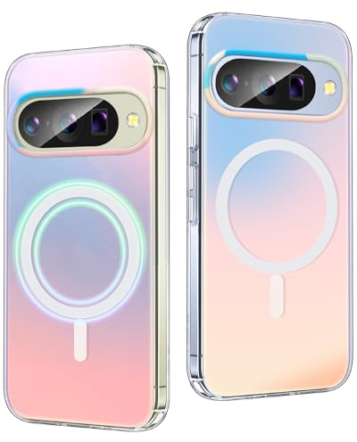 2Buyshop Handyhülle für Google Pixel 10 Hülle für Mag-Safe Stoßfeste Kratzfeste Holografisch Irisierend Robust PC Hülle mit Farbwechsel Effekt Matt Schutzhülle für Google Pixel 10 Case Cover