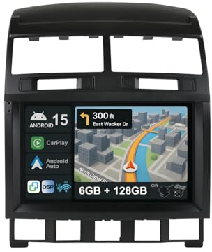 9 [6G+128G] Android 15 Radio Coche para Volkswagen Touareg 2002-2010 con Carplay|Android Auto|DSP|Mirror Link-GPS Navi Navegador Radio con Bluetooth 5.0/WiFi/4G/FM/360 AHD Cámara
