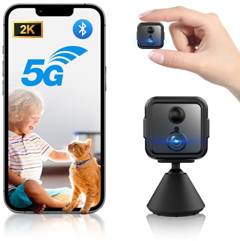 iPalamila Mini Kamera, Kamera Überwachung Innen WLAN 2,4/5 GHz, 2K HD Akku Überwachungskamera mit Bewegungsmelder & Nachtsicht, Lange Akkulaufzeit für Zuhause Haustier Büro