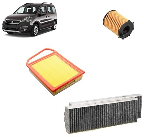 Kit tagliando 3 filtri compatibile con Peugeot partner tepee 1.6 HDI/BLUEHDI 75 Gasolio 2008-2018