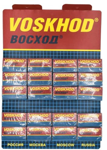 Voskhod - 100 Double Edge Rasierklingen, einzigartig, Standard | Polymerbeschichtete Edelstahlklingen – bekannt für glatte Rasuren und Langlebigkeit.