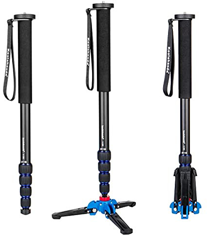 Koolehaoda Fotocamera monopiede in alluminio con base di supporto per treppiede pieghevole, max. Altezza 168 cm, portatile leggero, solo pesante: 0,62 kg