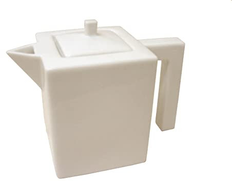 TETERA CAFETERA CUADRADA 350ML TAPA CUADRADA PORCELANA BLANCO
