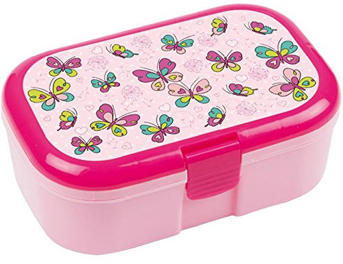 Lutz Mauder Brotdose, Lunchbox SCHMETTERLINGE mit Obst- und Gemüsefach, spülmaschinengeeignet, BPA-frei für Kinder und Erwachsene | 10642, Rosa Butterfly