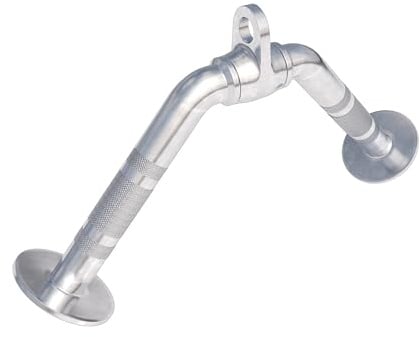 GORILLA SPORTS® Trizepsgriff V-Form  25 cm mit Drehgelenk, bis 200 kg | Verchromter, gerändelter Kabelzuggriff mit 2,5-cm-Griffen für Bizeps, Trizeps, Rudern, Latzug und Oberkörpertraining