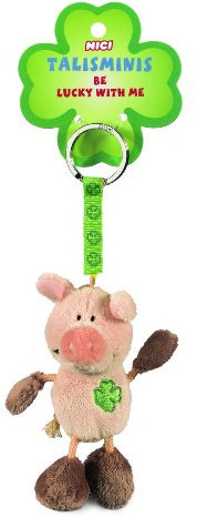 NICI 33688 - Schwein Beanbag Schlüsselanhänger Talismin 7 cm, rosa-braun