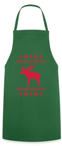 Spreadshirt Elch Norwegen Schweden Strickmuster Kochschürze, One size, Grün