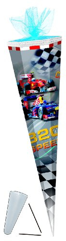 alles-meine.de GmbH Schultüte - Rennwagen Auto 50 cm - mit Tüllabschluß - mit/ohne Kunststoff Spitze - Zuckertüte Jungen Autos Fahrzeuge Sportwagen