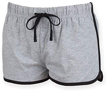 Skinni Fit Womens/Ladies Retro Training / Fitness Sports Shorts (L) (Heather Grey/ Black)