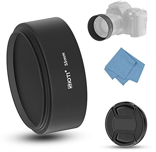 SIOTI Camera Standard Focus Metal Lens Hood with Cleaning Cloth and Lens Cap Compatible with Leica/Fuji/Nikon/Canon/Samsung Standard Thread Lens