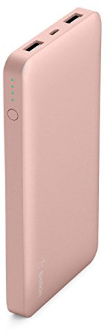 Belkin Pocket Power Bank 10000 mAh Fast Charger (Certified Safety) for iPhone 11, 11 Pro/Pro Max, XS, XS Max, XR, X, SE, 8/8+, iPad, Samsung Galaxy S10/S10+/S10e - Rose Gold