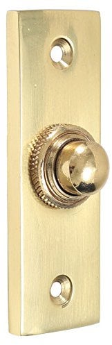 White Hinge Limited Polished Brass Door Bell Button 75mm x 25mm Front Door Porch Ringer