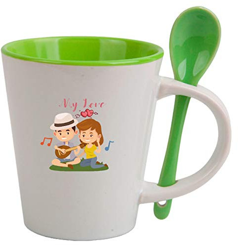 My Custom Style Tazza Verde+cucchiaino#Amore-My Love#325ml