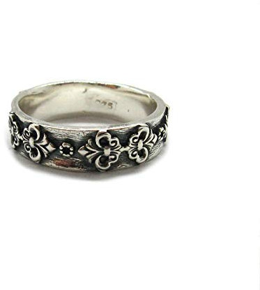 Bague en argent massif 925 Fleur de Lys Empress R001907