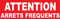TSME Panneau de sécurité routière Attention arrêt fréquent PVC Rouge Simple 3mm 300x100mm Montage mural