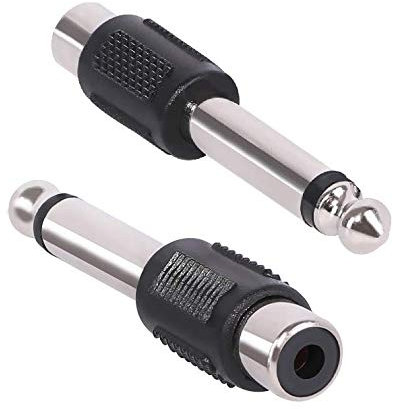 K M Electronics® 2 X 6.35MM 1/4 Mono Jack Plug to RCA Phono Socket Adaptor Mixer AMP Amplifier