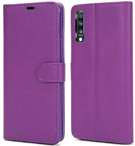 NWNK13 For Samsung A50 Phone Case Premium Leather Flip Case Book Wallet Case Card Holder Media Stand Shock Proof Protective Phone Cover Compatible for Samsung Galaxy A50 Purple